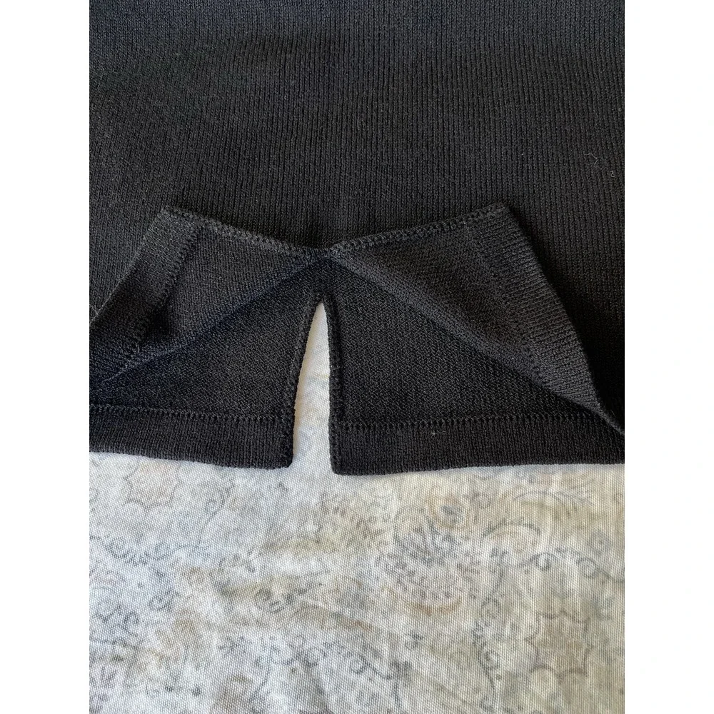 Helen HSU Women's Skirt Size L Black‎ Knit Stretch Knee Length Pull On Pencil